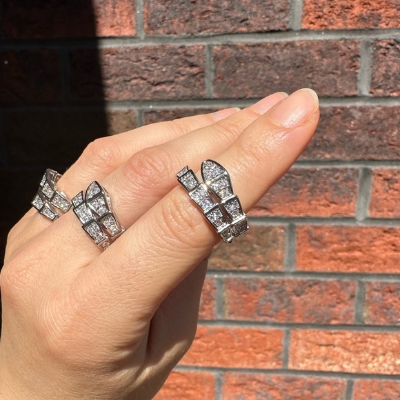 Serpenti Viper Silver Snake Crystal Ring - Picture 13 of 17